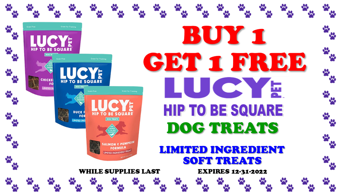 lucy pet hip to be square treats dog sale coupon