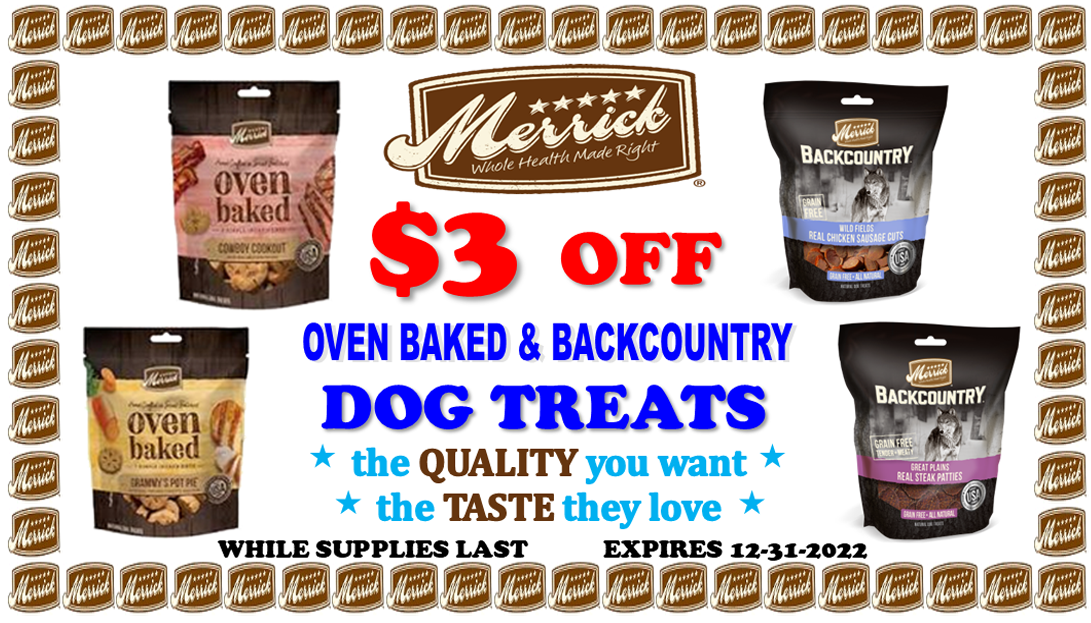 merrick oven baked backcountry treats dog sale coupon